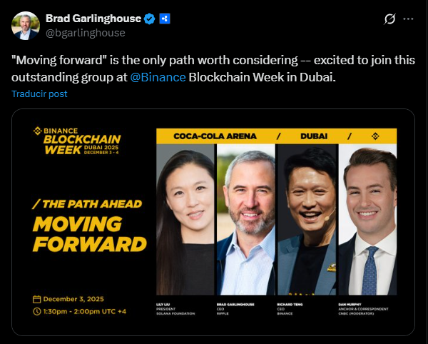 brad garlinghouse binance week ripple blockchain