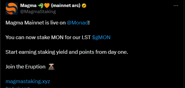 MAGMA MONAD MON STAKING