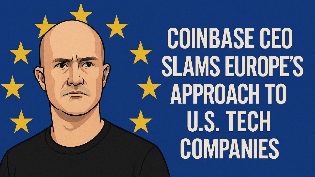 El CEO de Coinbase, Brian Armstrong, acusa a la UE de “saqueo borderline” a las tecnológicas de EE. UU. con multas mientras Bruselas endurece la supervisión con la DSA y MiCA.