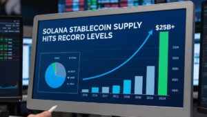 La oferta de stablecoins en Solana alcanza máximos históricos, reflejando una demanda creciente, mayor liquidez en la red y un aumento del interés institucional.