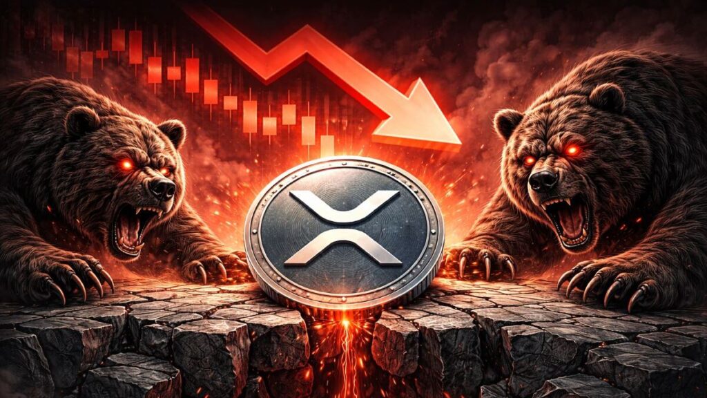 XRP cotiza cerca de $1.8 bajo EMAs descendentes, con venta sistemática y soporte $1.75-$1.80 como nivel crítico.