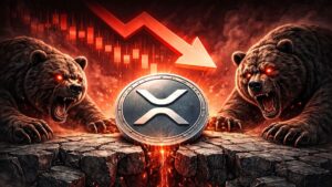 XRP cotiza cerca de $1.8 bajo EMAs descendentes, con venta sistemática y soporte $1.75-$1.80 como nivel crítico.