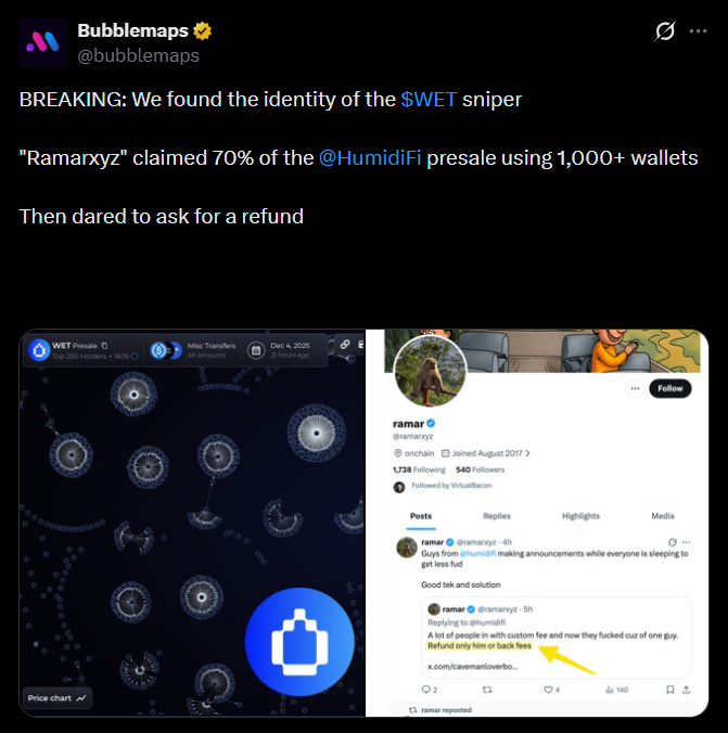 bubblemaps wet ataque sybil attack humidify