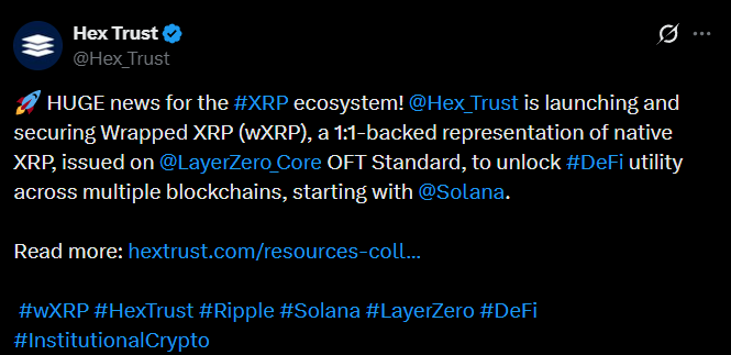 wXRP Ripple Hex Trust