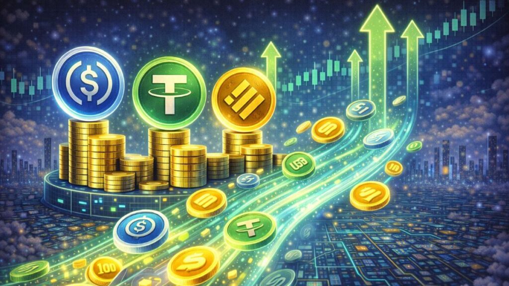 Bloomberg Intelligence prevé que los flujos de pagos con stablecoins lleguen a $56.6T en 2030 a medida que pasen de trading a pagos reales.