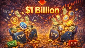 Los ETFs spot de Bitcoin y Ether en EE. UU. registraron más de $1,000M en salidas tras un rebote inicial en 2026.