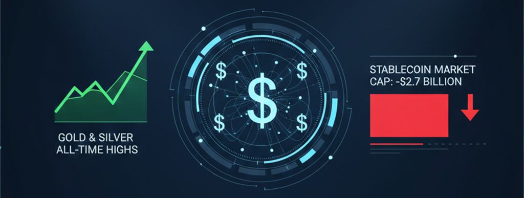 capitalización de las stablecoins y metales preciosos