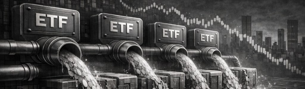 Los ETFs cripto registraron nuevas salidas: los de Bitcoin perdieron alrededor de $133.3M y los de Ethereum cerca de $41.8M, mientras los precios retrocedían.