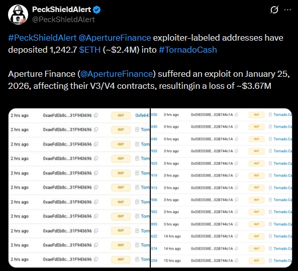 aperture finance hack tornado cash