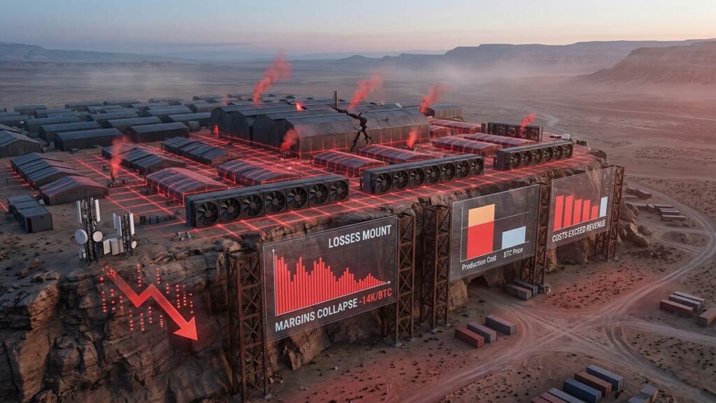 Los ingresos diarios de los mineros se han desplomado a $29.9 millones, lo que representa una caída de más del 50% desde sus máximos históricos.