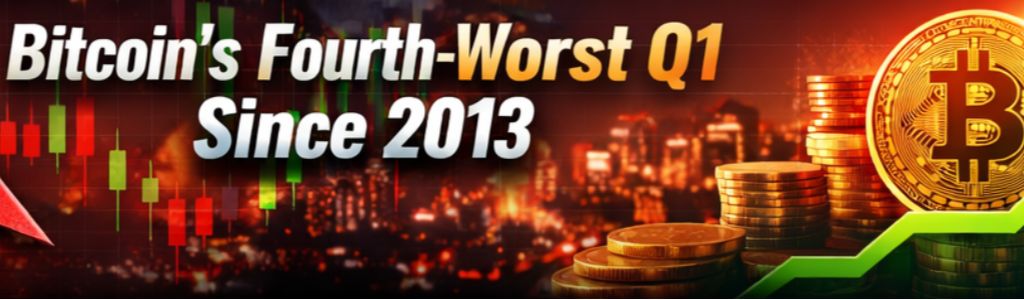 Bitcoin cayó 23.21% en el Q1 de 2026, marcando su cuarto peor primer trimestre desde 2013.