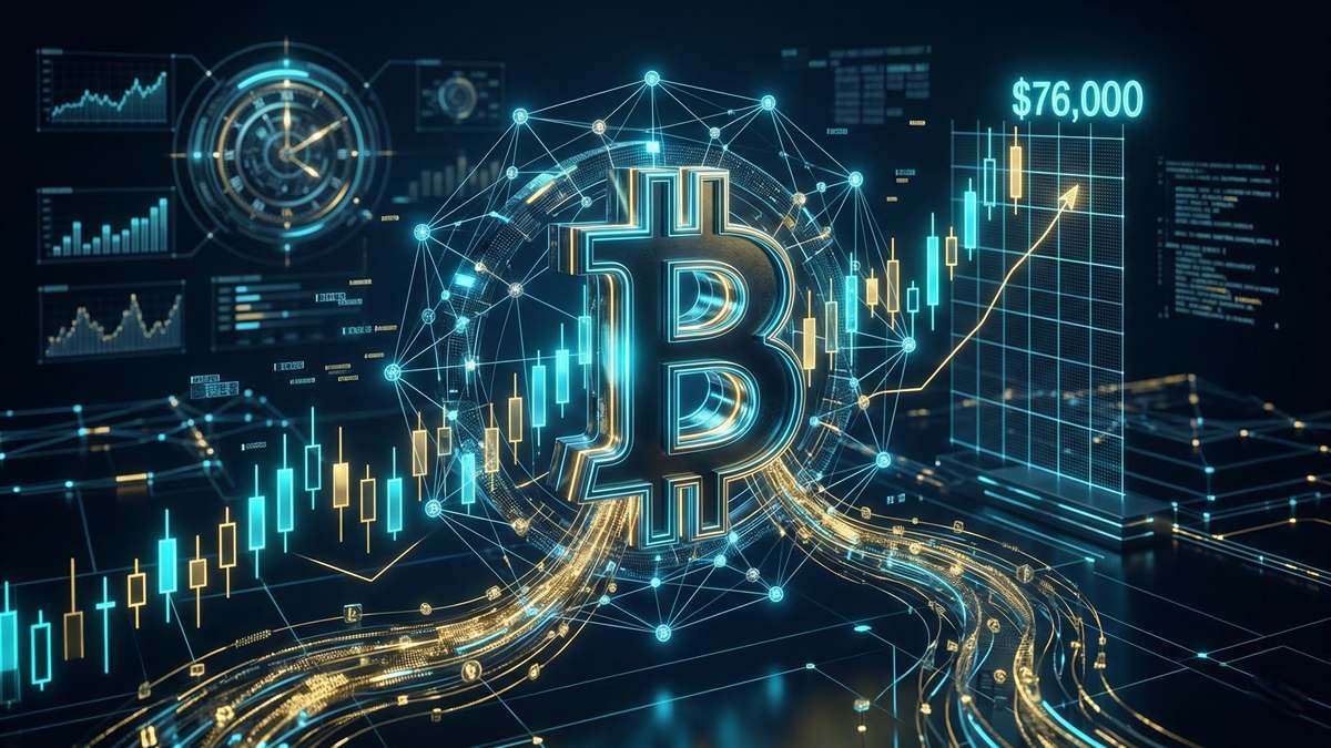 Bitcoin roza los $76,000-