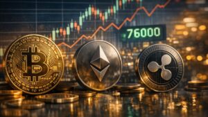 BTC se estanca en los $76K tras una fuerte subida; Ethereum y XRP superan el rendimiento con nuevos máximos