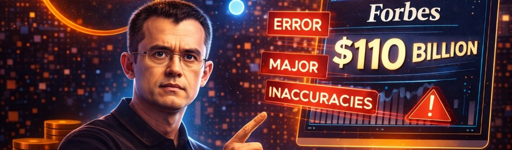 CZ cuestionó una estimación de Forbes que situó su patrimonio cerca de $110 mil millones y dijo que el ranking no refleja el mercado cripto.