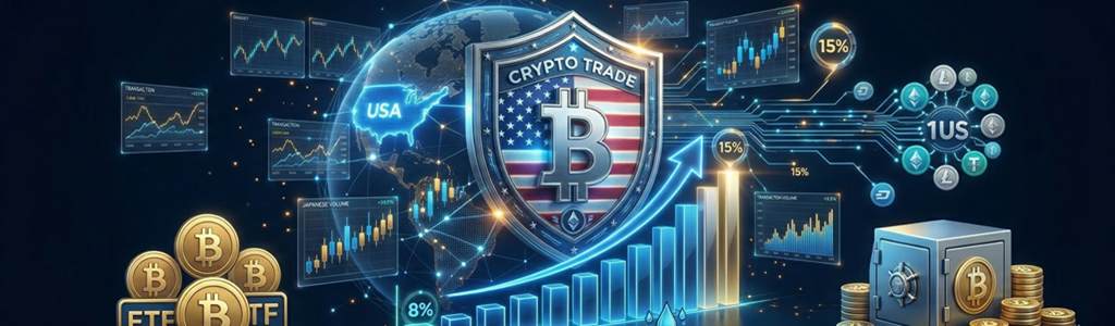 El comercio global de criptomonedas en EE. UU. sube del 8% al 15%.