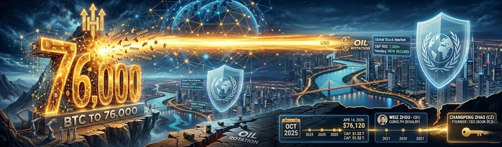 Bitcoin alcanzó un máximo histórico de $76,120 el 14 de abril de 2026