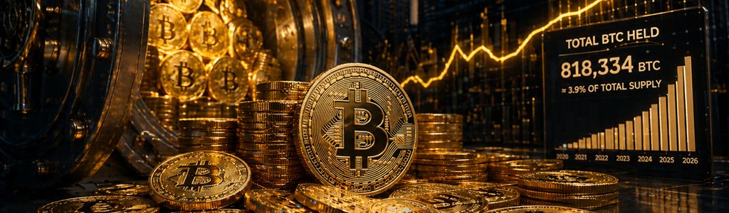 La empresa MicroStrategy, ahora conocida como Strategic, se ha convertido en el mayor ejemplo de esta tendencia. Al 27 de abril de 2026, la compañía posee 818,334 BTC, lo que equivale a casi el 3.9% del suministro total.