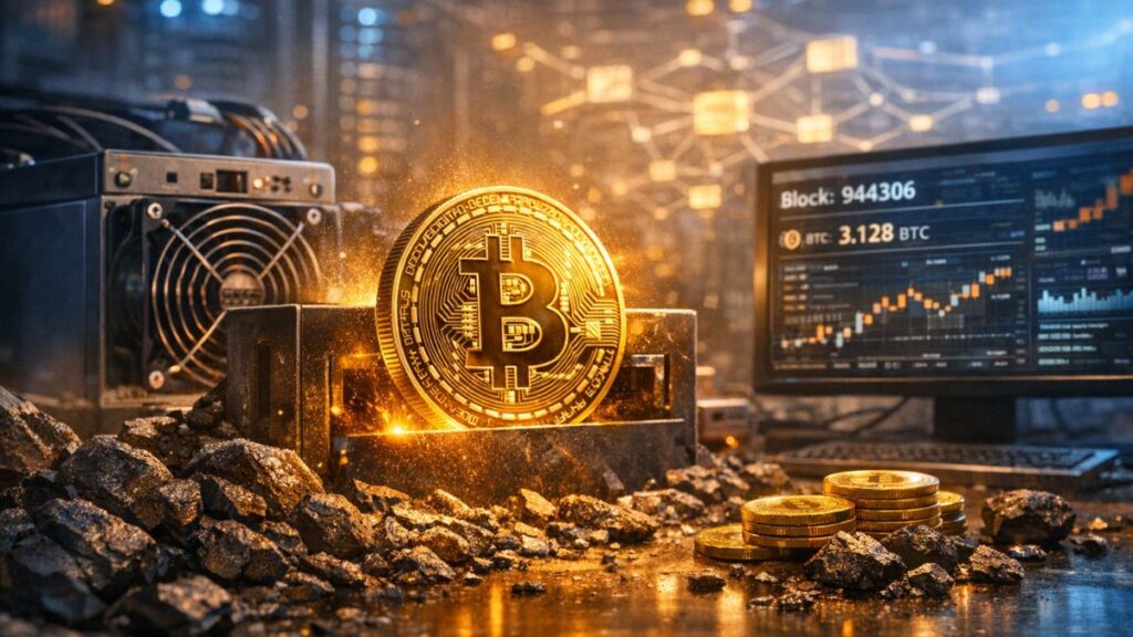 Un minero de BTC resuelve el bloque 944.306 y se lleva la recompensa total de 3,128 BTC
