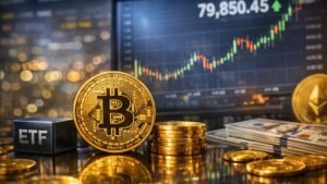 Los ETF de Bitcoin registran entradas de $1.900 millones en siete días con BTC acercandose a los $80.000