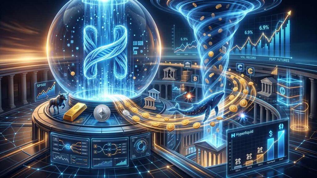Hyperliquid rompe récords con un 6.9% del volumen de futuros perpetuos