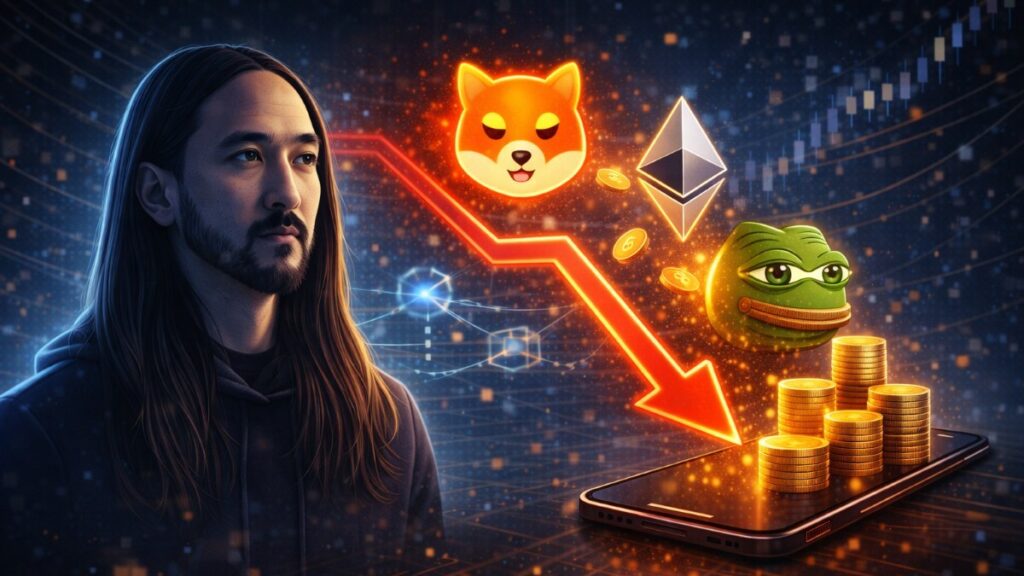 Steve Aoki vendió cerca de $30K en SHIB y ETH y envió los fondos a Gemini, ampliando un patrón reciente de reducción de exposición a memecoins.