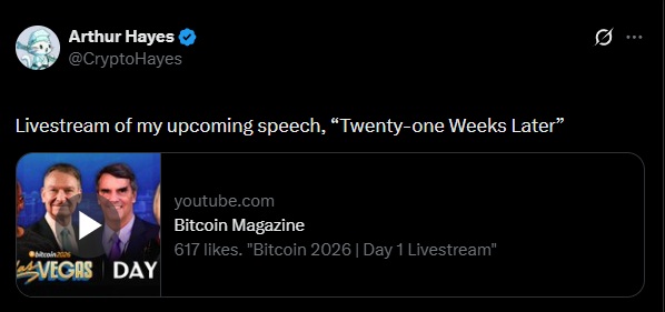 Arthur Hayes Bitcoin