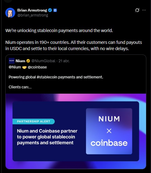Nium Coinbase USDC