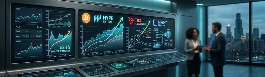  En mayo de 2026, Hyperliquid, Tron y Midnight lideran la independencia frente a un Bitcoin que mantiene el 58% de dominancia