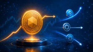 Bitcoin se estanca bajo $77,000 mientras las principales altcoins se mantienen planas y los tokens de IA avanzan con fuerza.