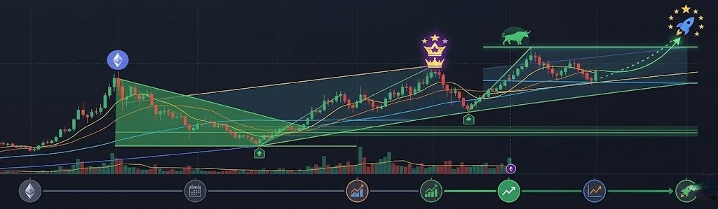 Celal Kucuker proyecta una hoja de ruta para Ethereum que incluye un soporte crítico en $1,760 y objetivos alcistas de $6,000 y $24,443