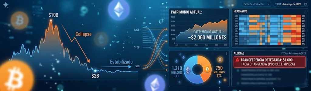  Las billeteras vinculadas a la entidad poseen aproximadamente 1.310 millones de dólares en Ethereum y 750 millones en Bitcoin.
