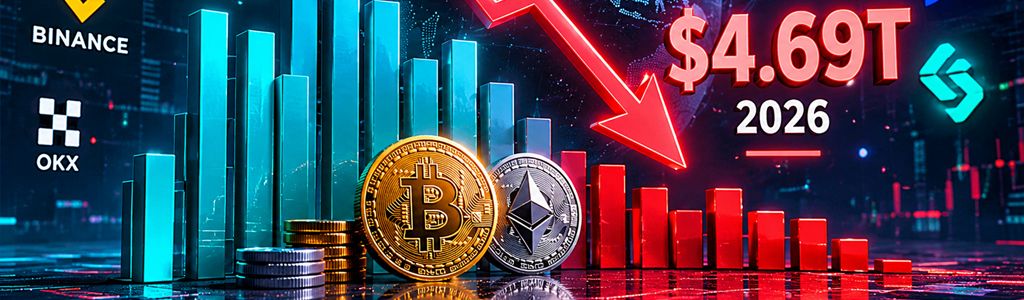 Los exchanges centralizados de contratos perpetuos registraron una caída del 34% en su volumen mensual promedio de trading, pasando de $7.11 billones en 2025 a $4.69 billones a comienzos de 2026.