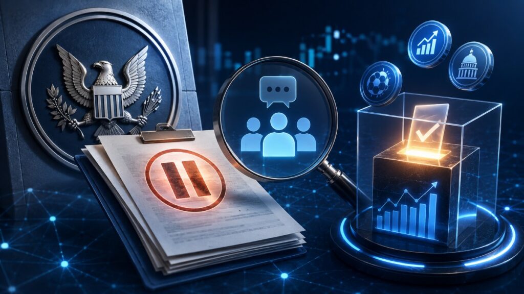 La SEC pide comentarios sobre ETF de mercados de predicción tras pausar propuestas de Bitwise, Roundhill y GraniteShares.