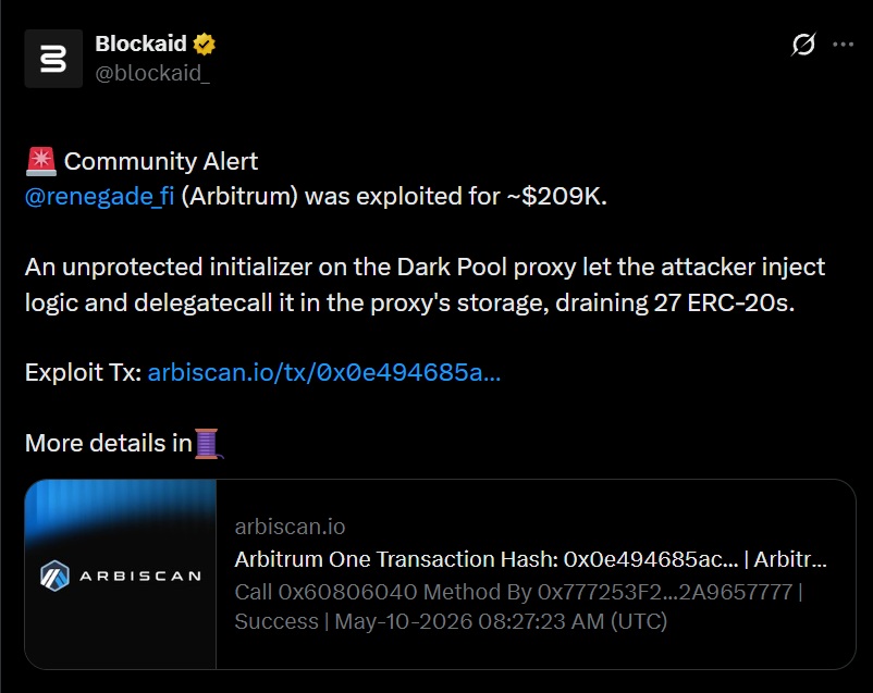 Renegade exploit blockaid