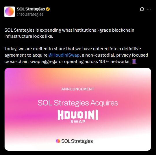 SOL Strategies Houdini Swap