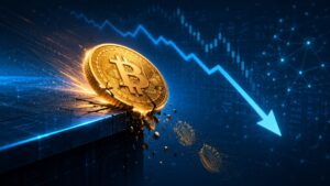 Bitcoin cae cerca de $65K mientras $1.8B en liquidaciones golpean el mercado cripto, con salidas de ETF y altcoins selectivas al alza.