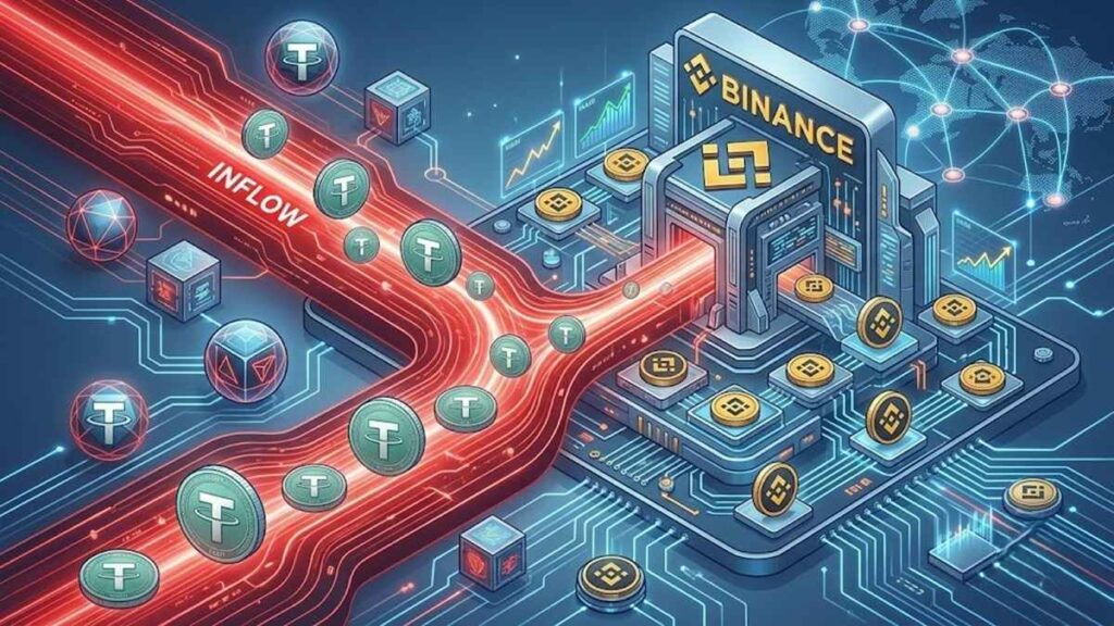 masiva entrada neta de 47.3 millones en USDT a Binance en solo una hora