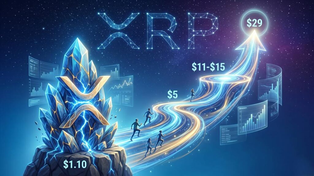 XRP se cotiza en 1.11 dólares, mientras el analista EGRAG CRYPTO mantiene intacto su modelo técnico con metas de hasta 29 dólares.