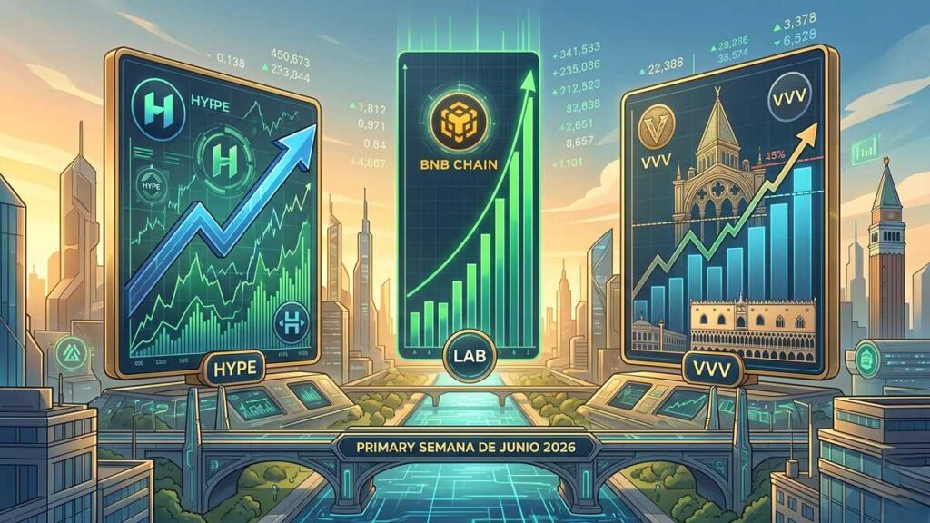 El mercado de criptomonedas inicia junio de 2026 con Hyperliquid en 72.25 dólares y LAB registrando un rally de 62%, mientras VVV muestra señales de agotamiento.