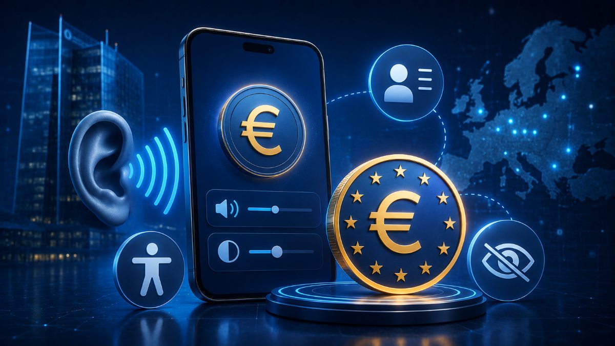 La aplicación del euro digital incorporaría lectores de pantalla, navegación por teclado y movimiento reducido antes de un piloto previsto para 2027.