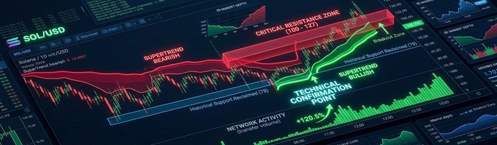 Tras superar los 78 dólares el 30 de junio, Solana busca confirmar una ruptura técnica clave entre los 100 y 127 dólares