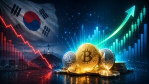 El volumen KRW-USDT de Upbit subió 600% mientras caían las acciones surcoreanas, sugiriendo una posible rotación hacia cripto.