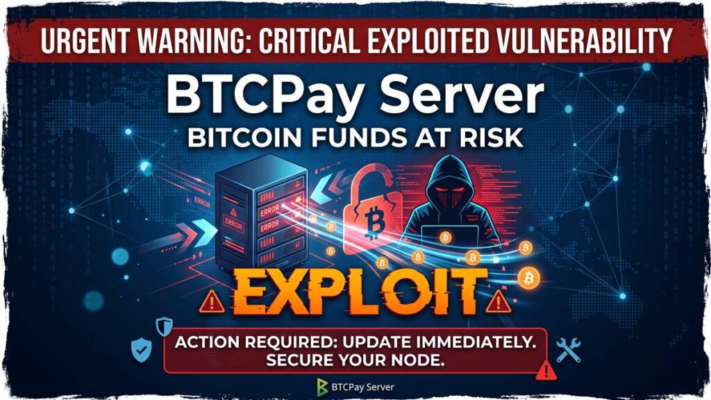 BTCPay Server alerta sobre una vulnerabilidad crítica que pone en riesgo los fondos en Bitcoin