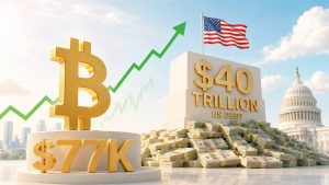 Bitcoin rompe los $77K mientras la deuda de EE.UU. alcanza los $40 billones
