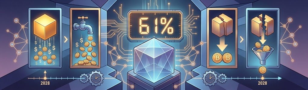 El progreso del halving de Bitcoin ha alcanzado el 61%, acercando a la red a su próxima reducción programada de la oferta en 2028.