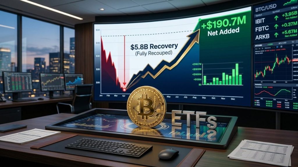 La recuperación de los ETF de Bitcoin: eliminan un déficit de $5.8B y añaden $190,7M