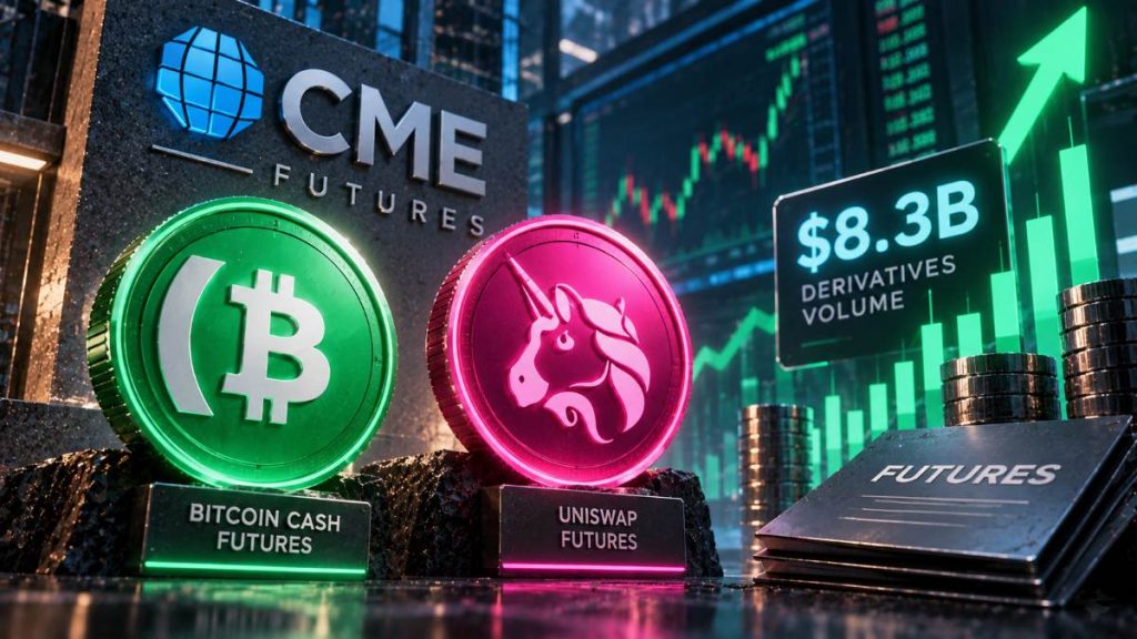CME suma futuros de Bitcoin Cash y Uniswap mientras su negocio de derivados cripto promedia $8,3B diarios en volumen nocional durante H1 2026.