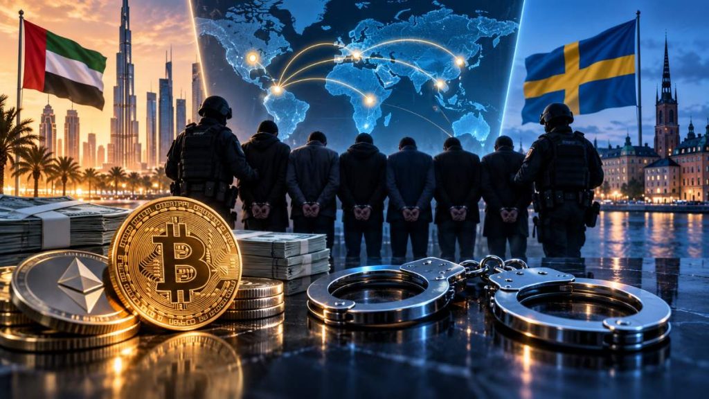 Autoridades de EAU y Suecia detienen a siete sospechosos tras rastrear criptomonedas vinculadas a una red de lavado de $7,1 millones.