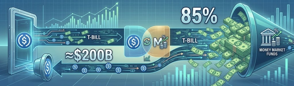 Los emisores de stablecoins mantienen casi $200 mil millones en deuda gubernamental estadounidense de corto plazo, reforzando su creciente participación en los mercados de Treasuries.