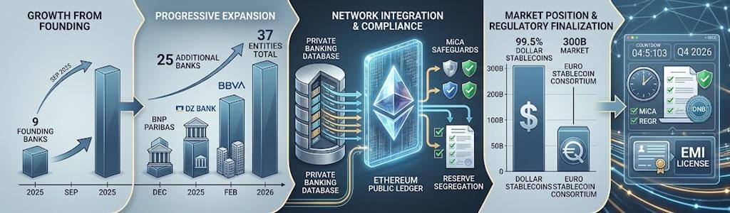 Un consorcio de 37 bancos europeos emitirá una stablecoin del euro en Ethereum bajo MiCA